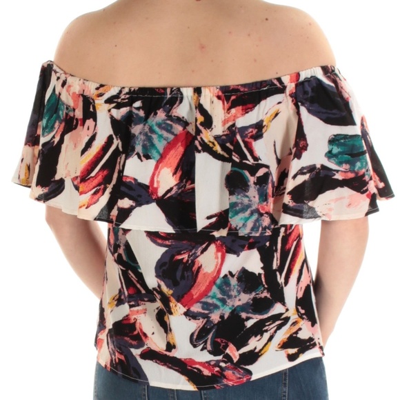 New Bar III Floral Print Off the Shoulder Top - Picture 3 of 8